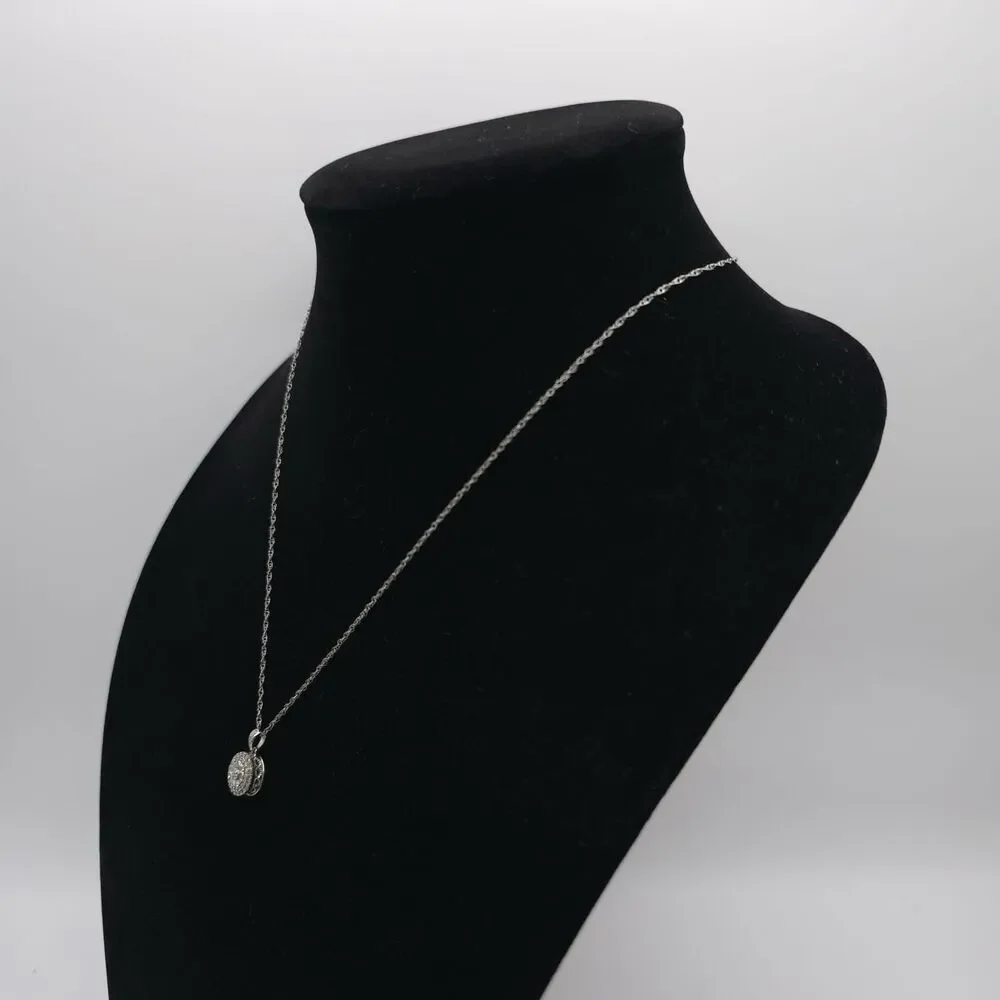MIDAS 925 Cable Chain Necklace Genuine‎ Diamond Charm Pendant